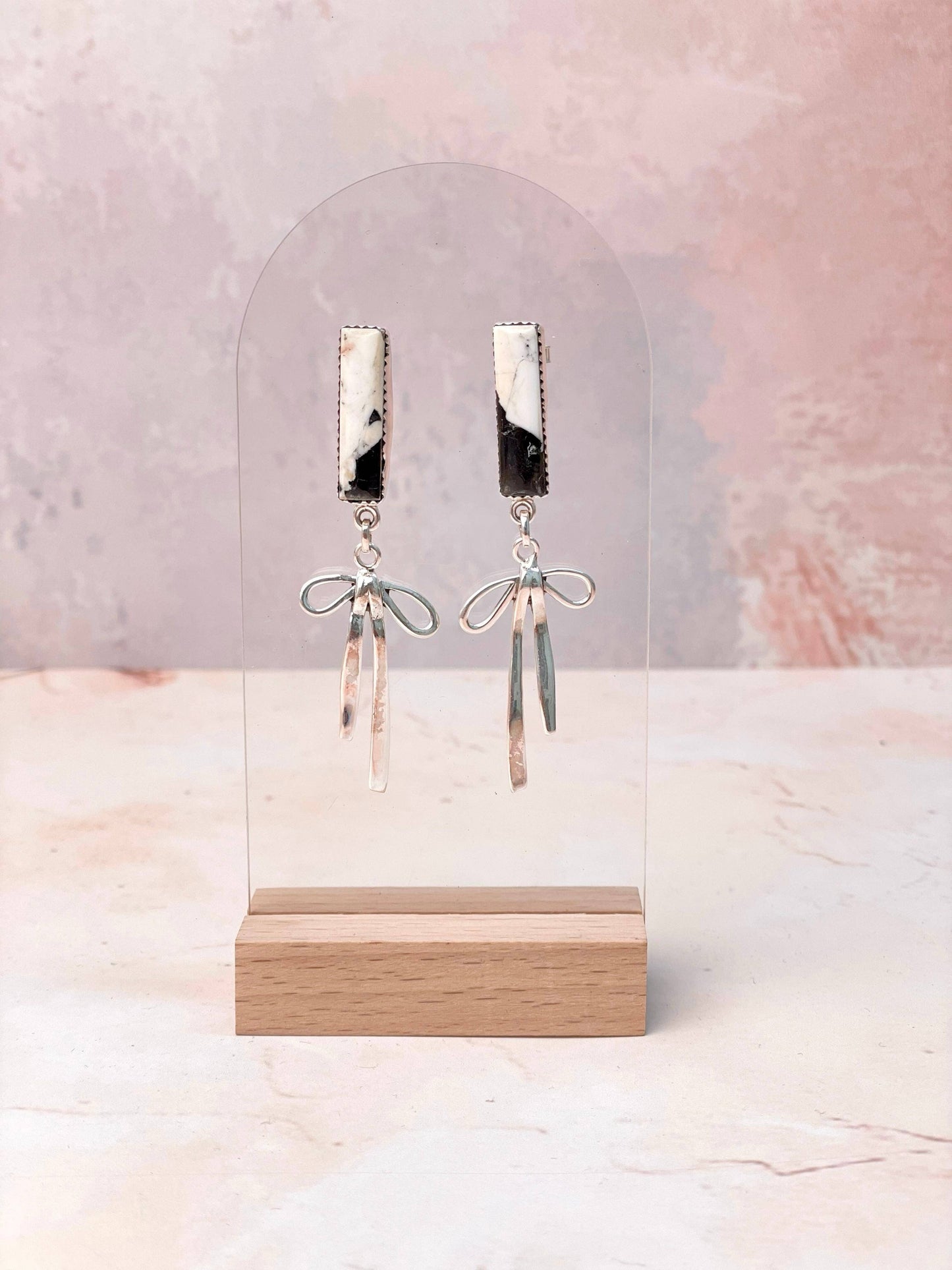 White Buffalo Bow Earrings