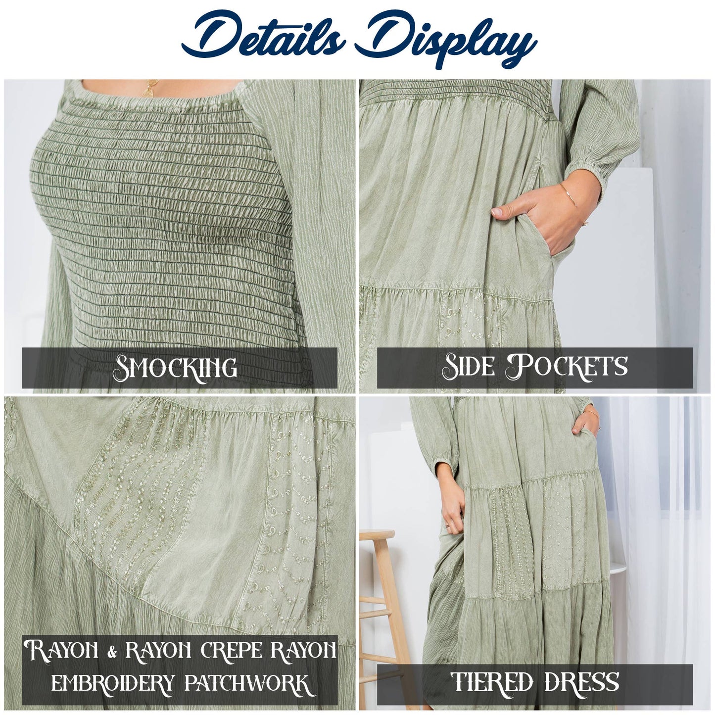 Embroidered Mid-Length Dress