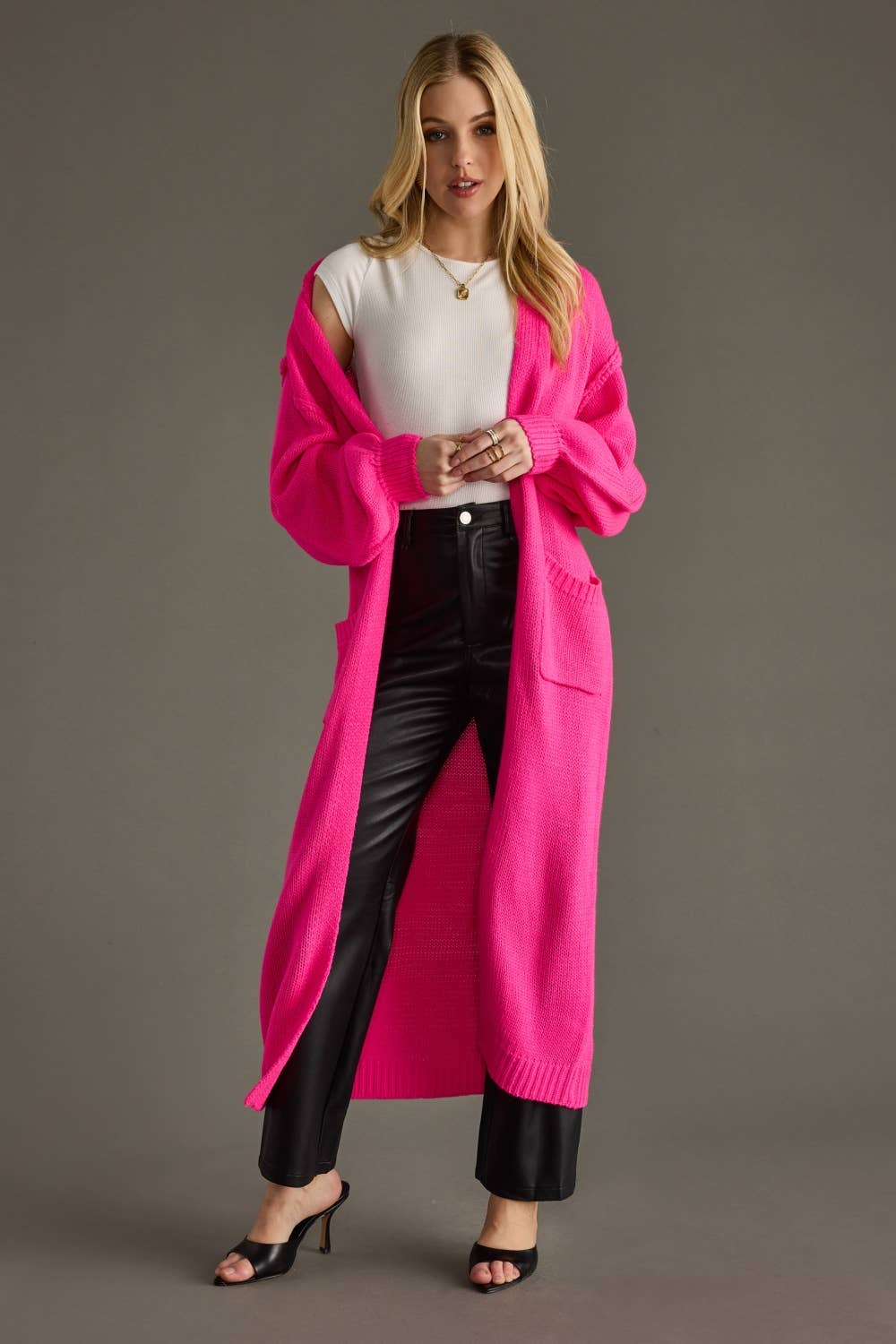 Bright Pink Duster Cardigan