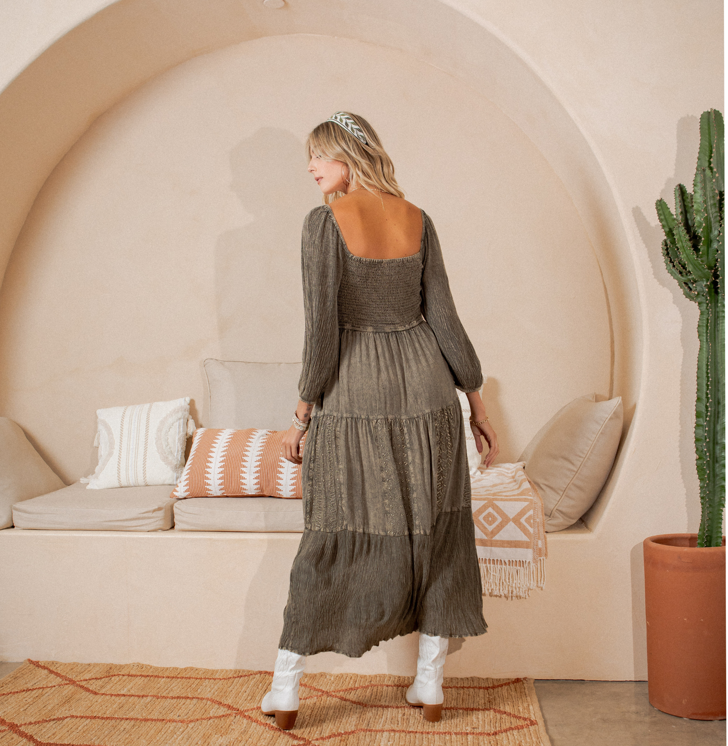 Embroidered Mid-Length Dress