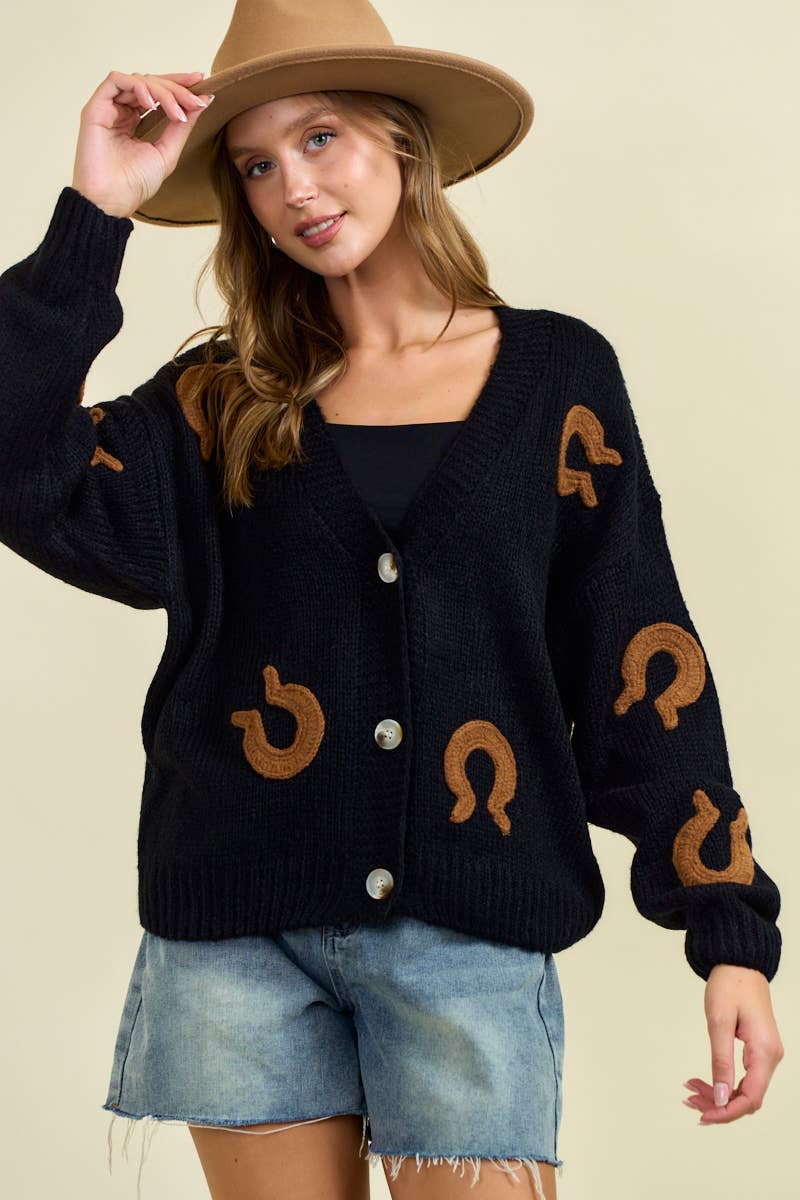 HORSESHOE PATCH CARDIGAN - 10709J