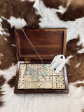 SS Turq Inlay Bars Necklace Set