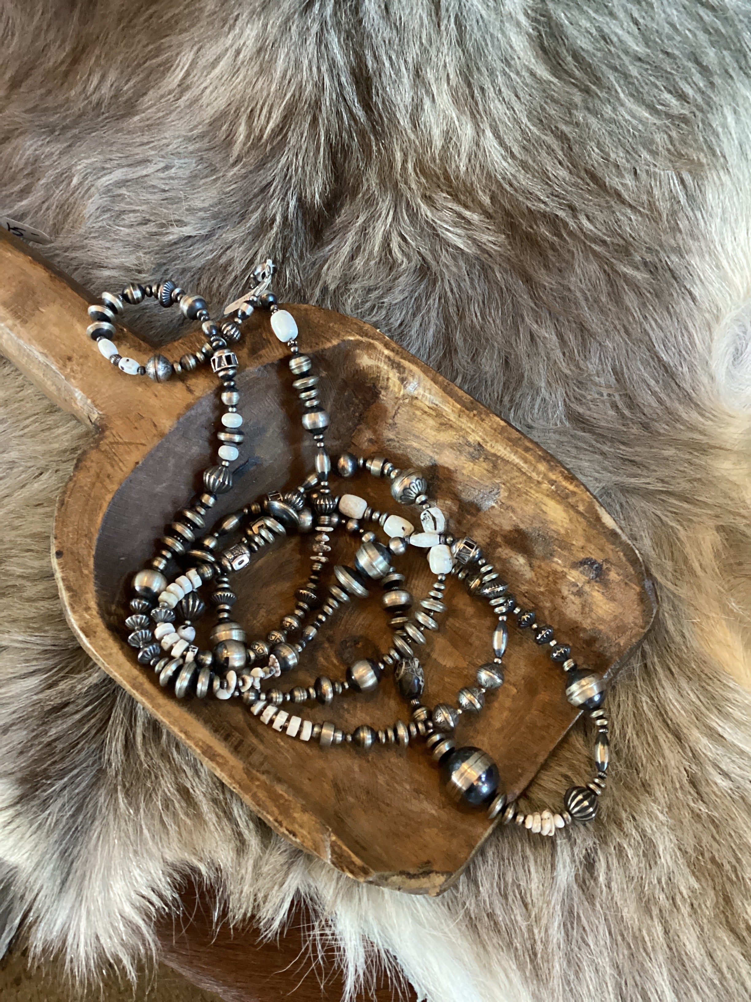 35"- Navajo Pearl and White Buffalo Necklace