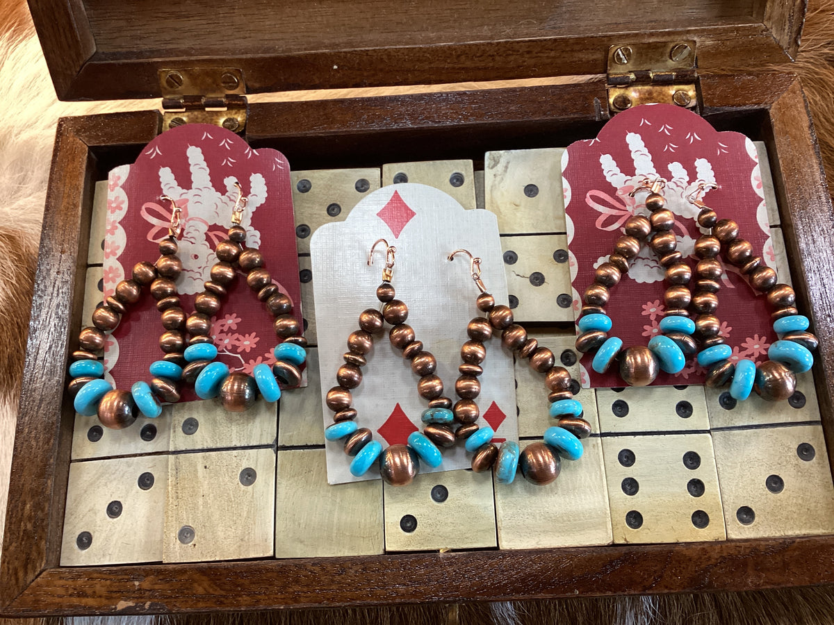 Copper & Turquoise Tear Drop Earrings