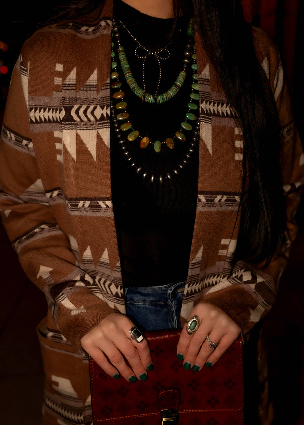 Western Inspired Aztec Cardigan Sweater/Sweater Jacket