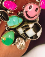 Happy Days Smiley Checkered Stone Rings