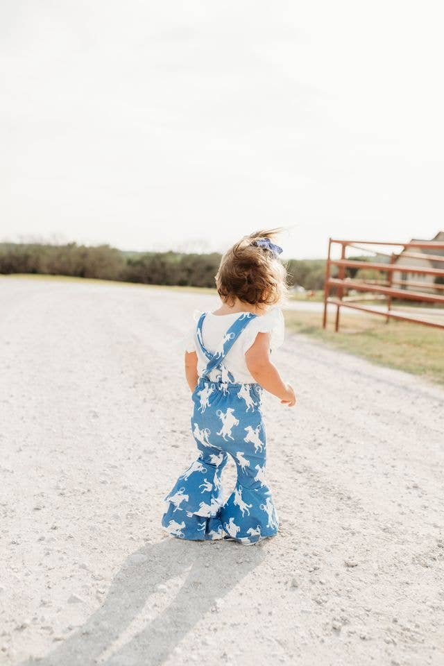 Rearing Horse Bell Overalls, Size 0-5T