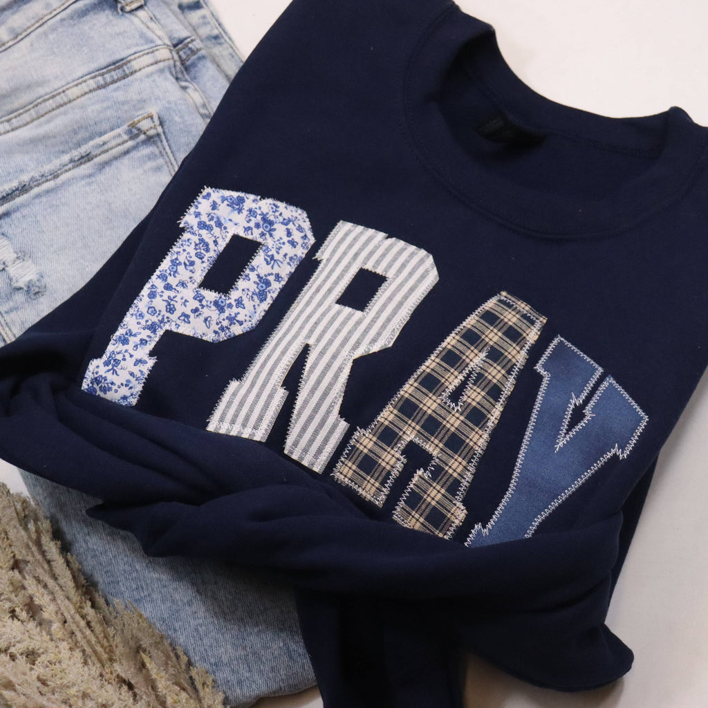 Navy Pray Christian Faith Sweatshirt 