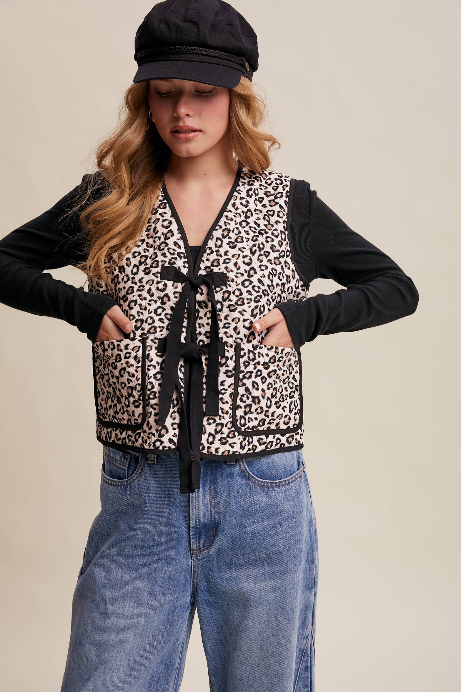 Leopard Print Quilted Vest LVT020