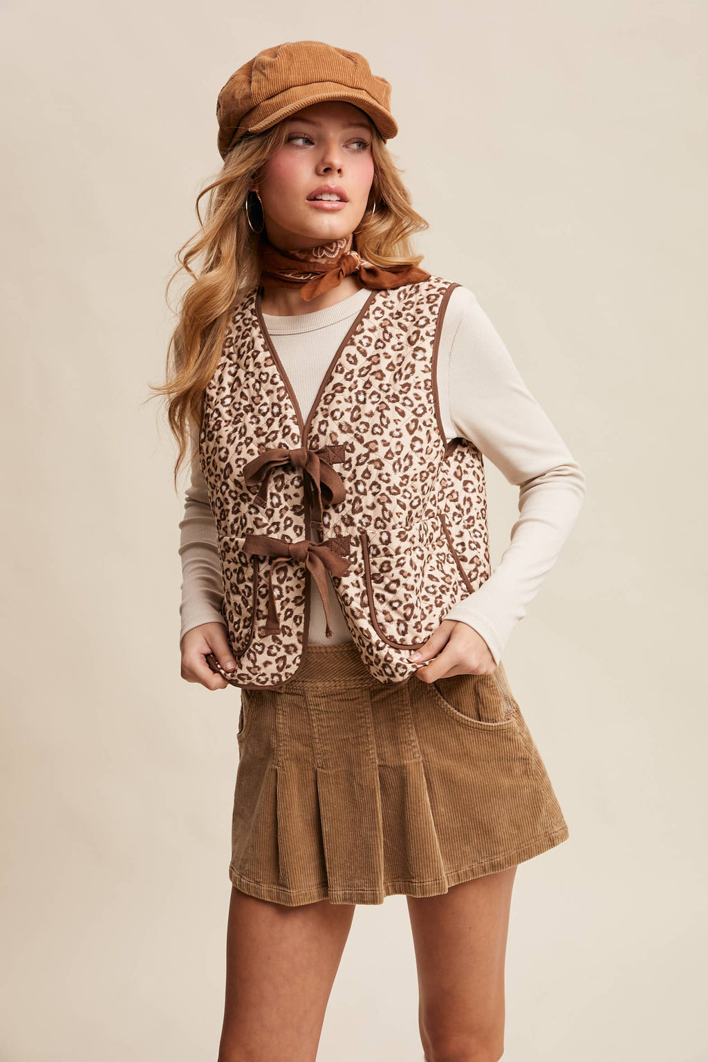 Leopard Print Quilted Vest LVT020
