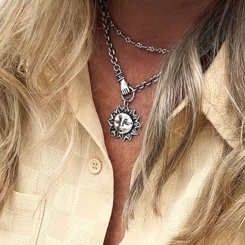 "Never Let Go" Zen Moon or Sun-kissed Sterling Necklace