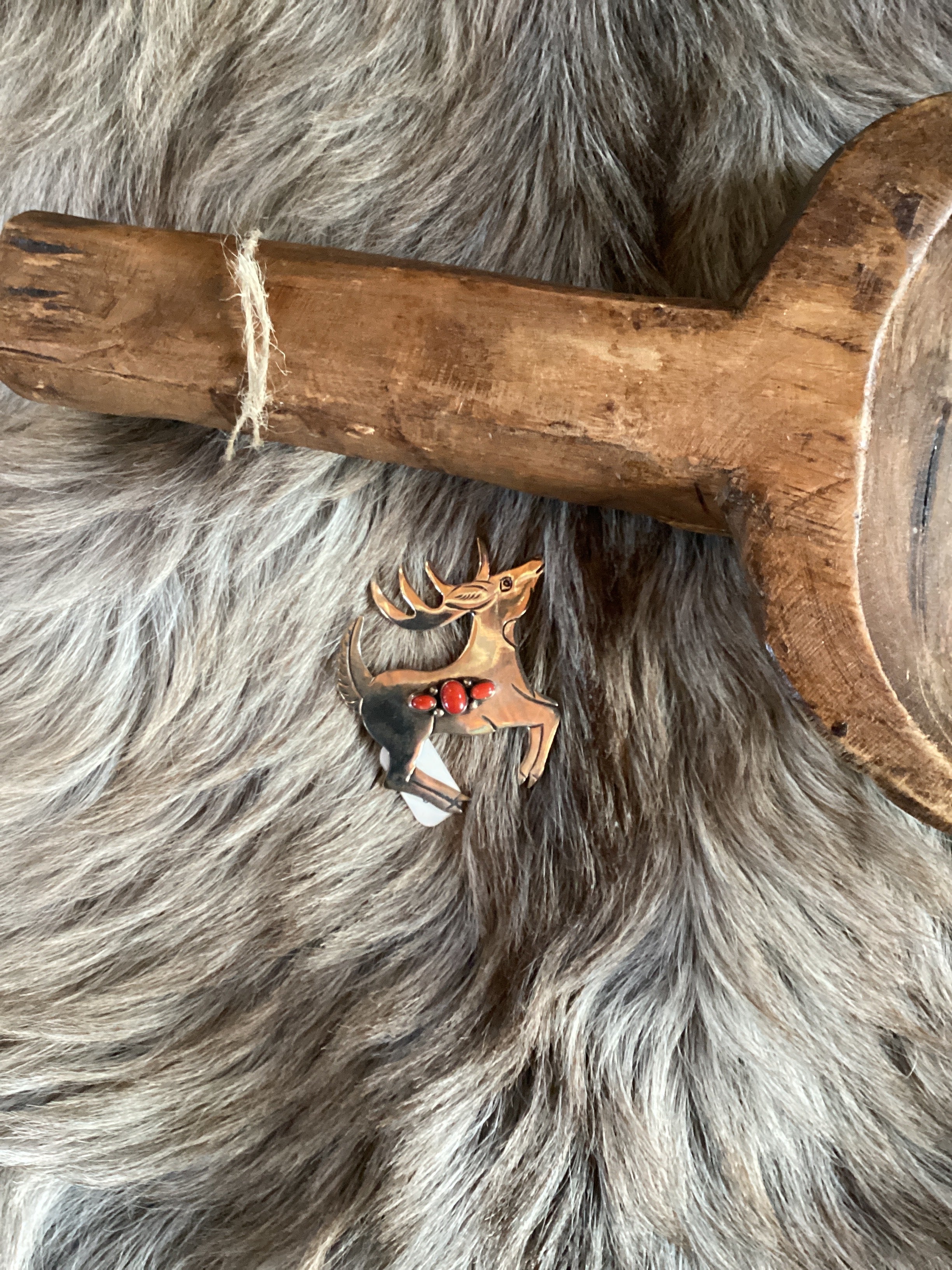 SS Deer Pin Red Coral