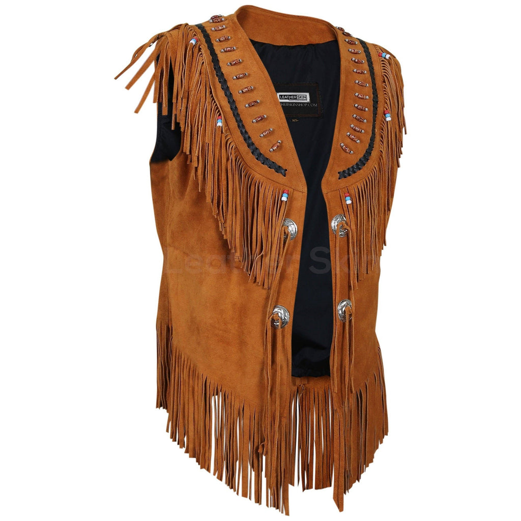 Women's Suede Leather Vest with Fringes