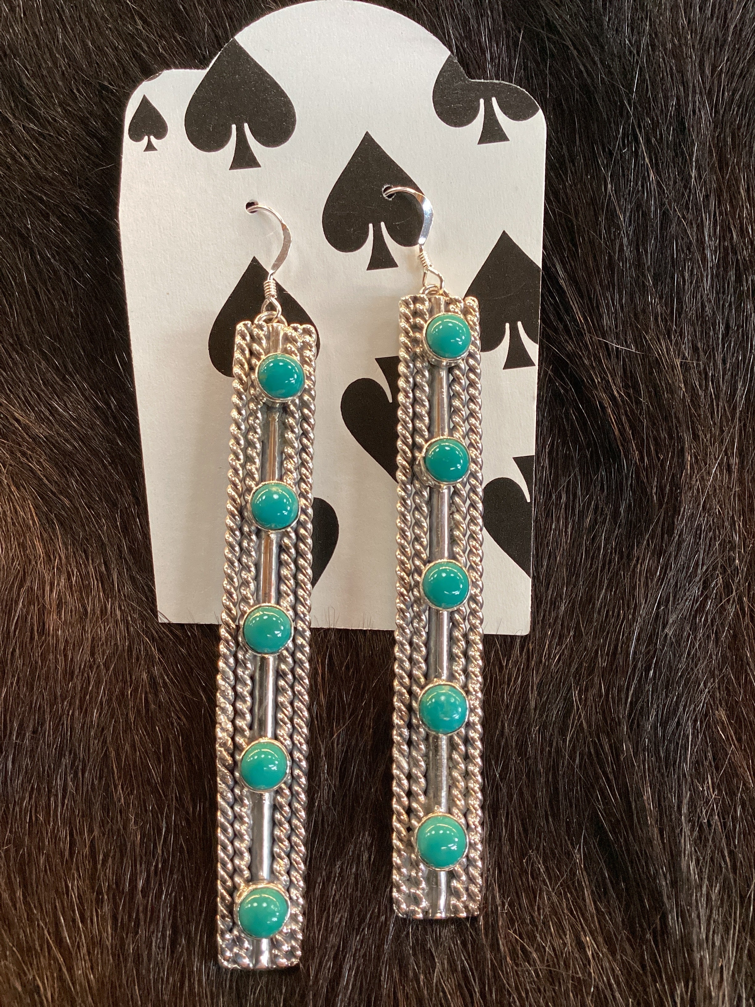 5 stone Turquoise Bar Earrings