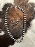 Authentic Navajo Handmade Old Look Navajo Pearl Bead Necklace Set 18” 10mm