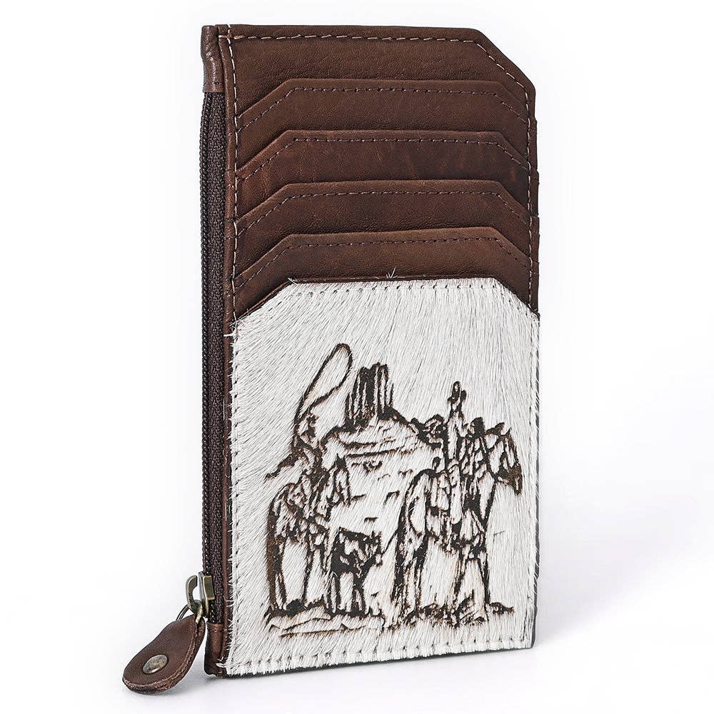 ADCCM101 Cowhide Leather Card Holder - Engraved Western Leather Slim Wallet