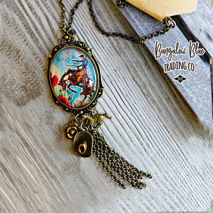 Cactus Rose Cowboy Tassel Necklace
