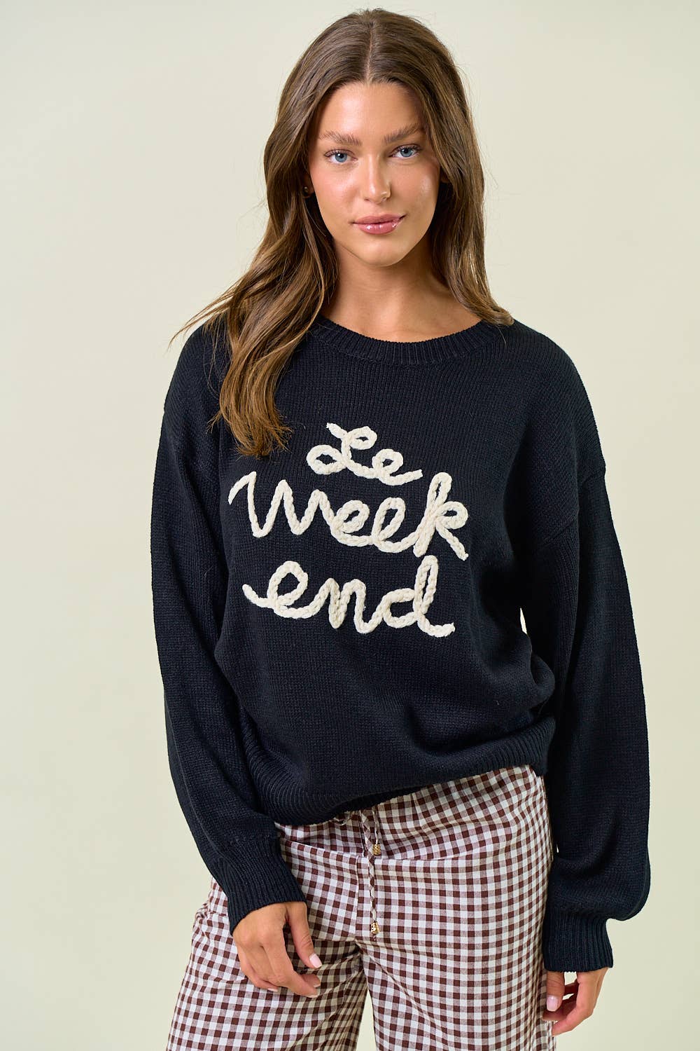 LE WEEKEND EMBROIDERED OVERSIZED SWEATER - 43995T-5
