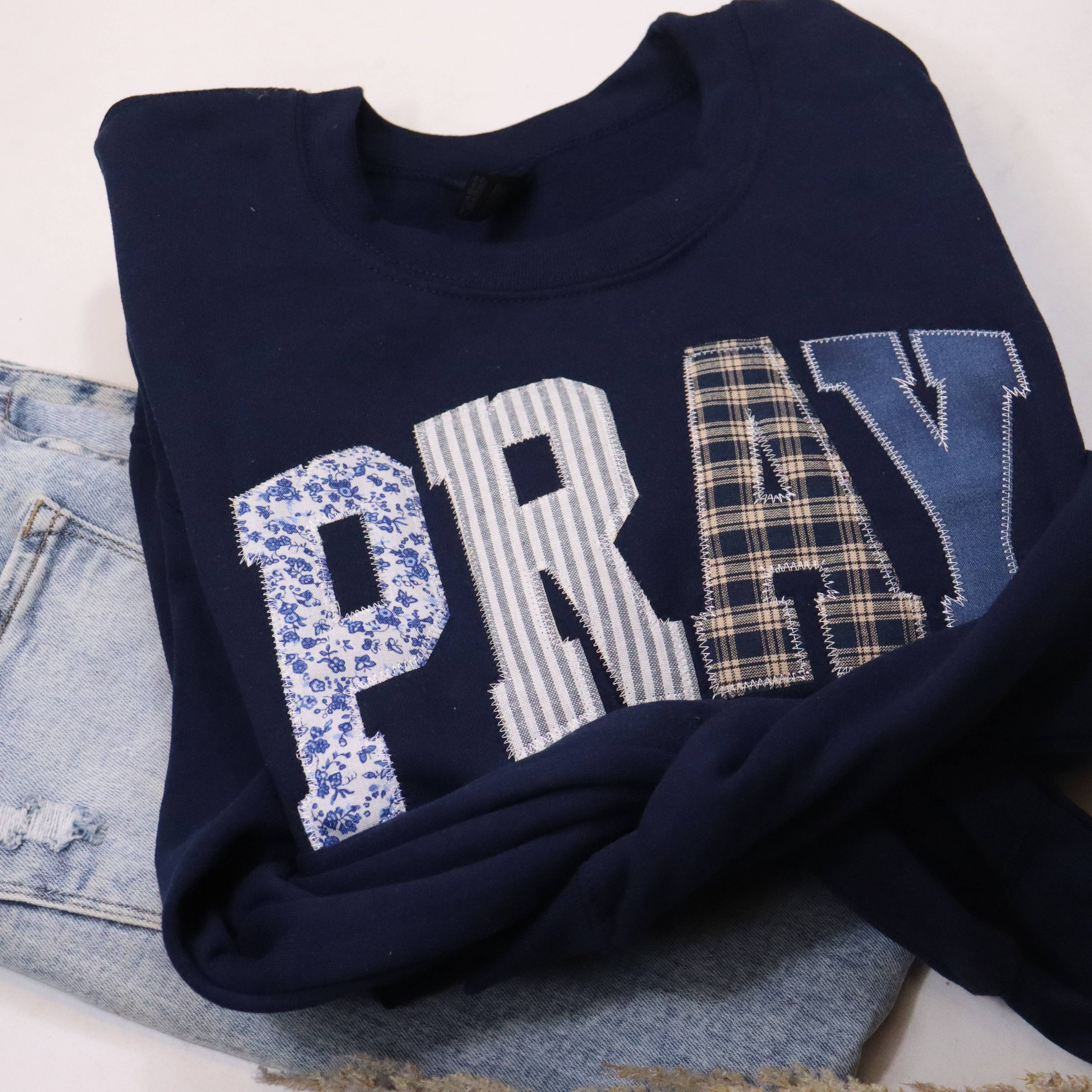 Navy Pray Christian Faith Sweatshirt 