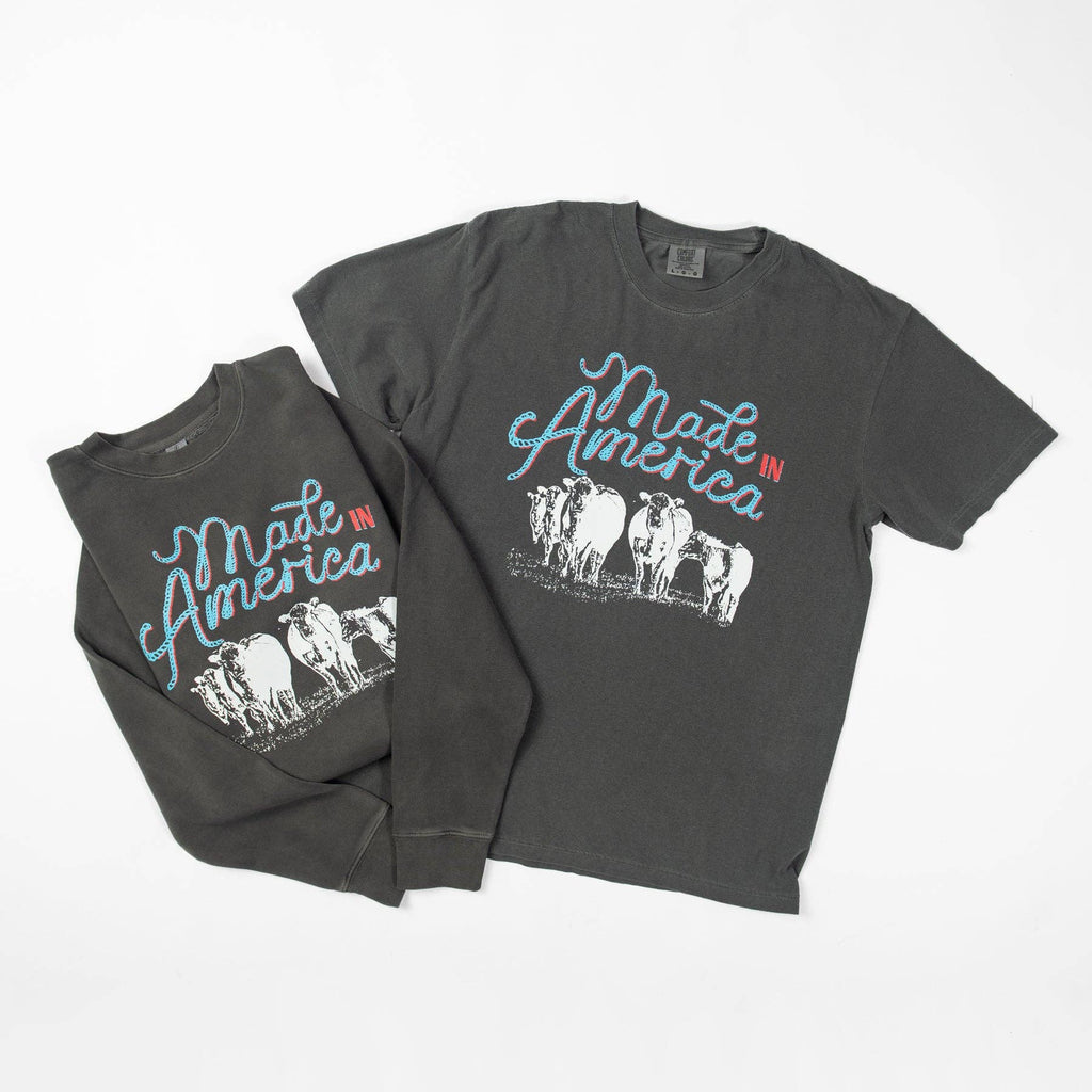 Western 'Made in America' Charcoal Graphic Crewneck
