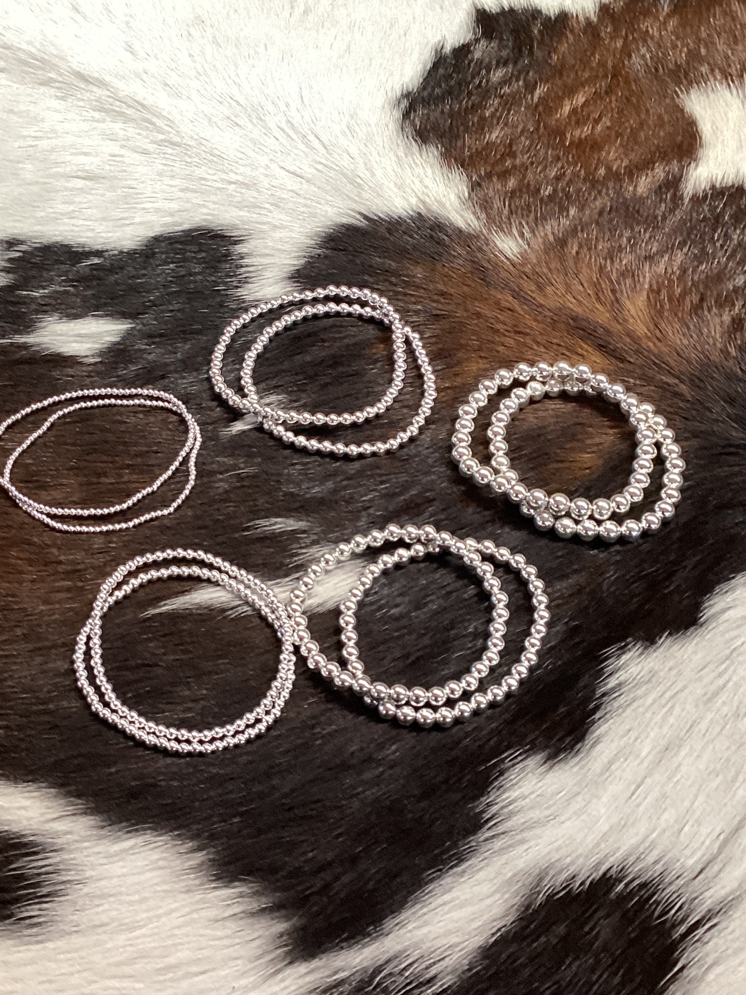 Non oxidized Sterling Silver Bead Stretch Bracelet