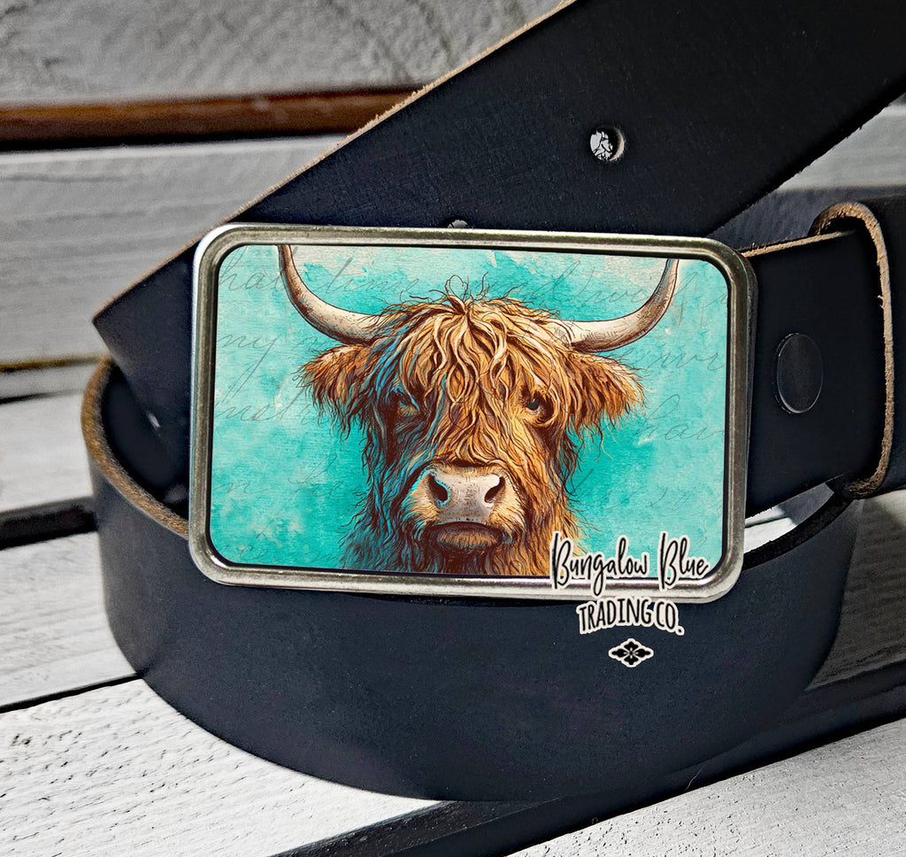 Watercolor Highland Cow Belt Buckle