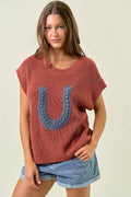 HORSESHOE RIBBED SWEATER VEST - 45223T