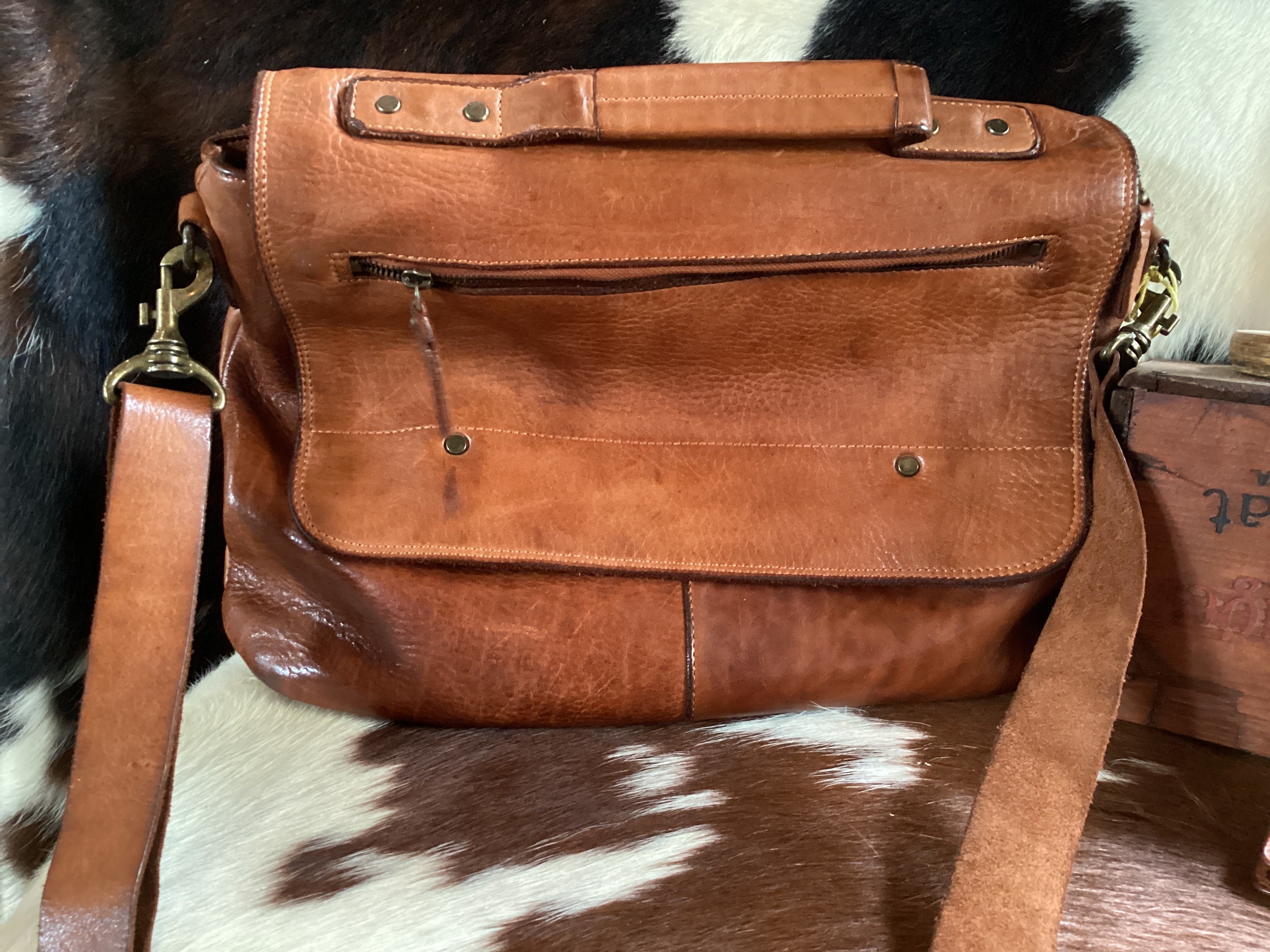 Leather Spaghetti Computer/ Briefcase