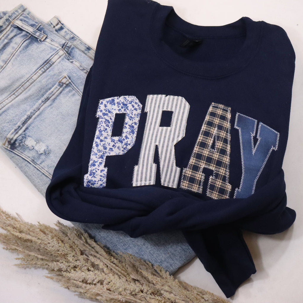 Navy Pray Christian Faith Sweatshirt 