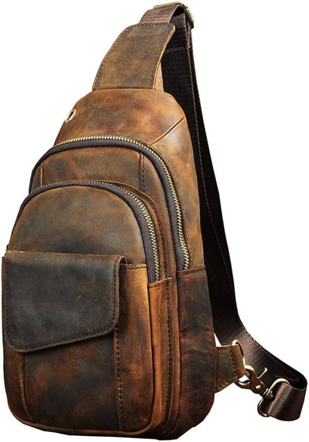 13"Inch Compact Leather Sling Backpack | Crossbody Bag