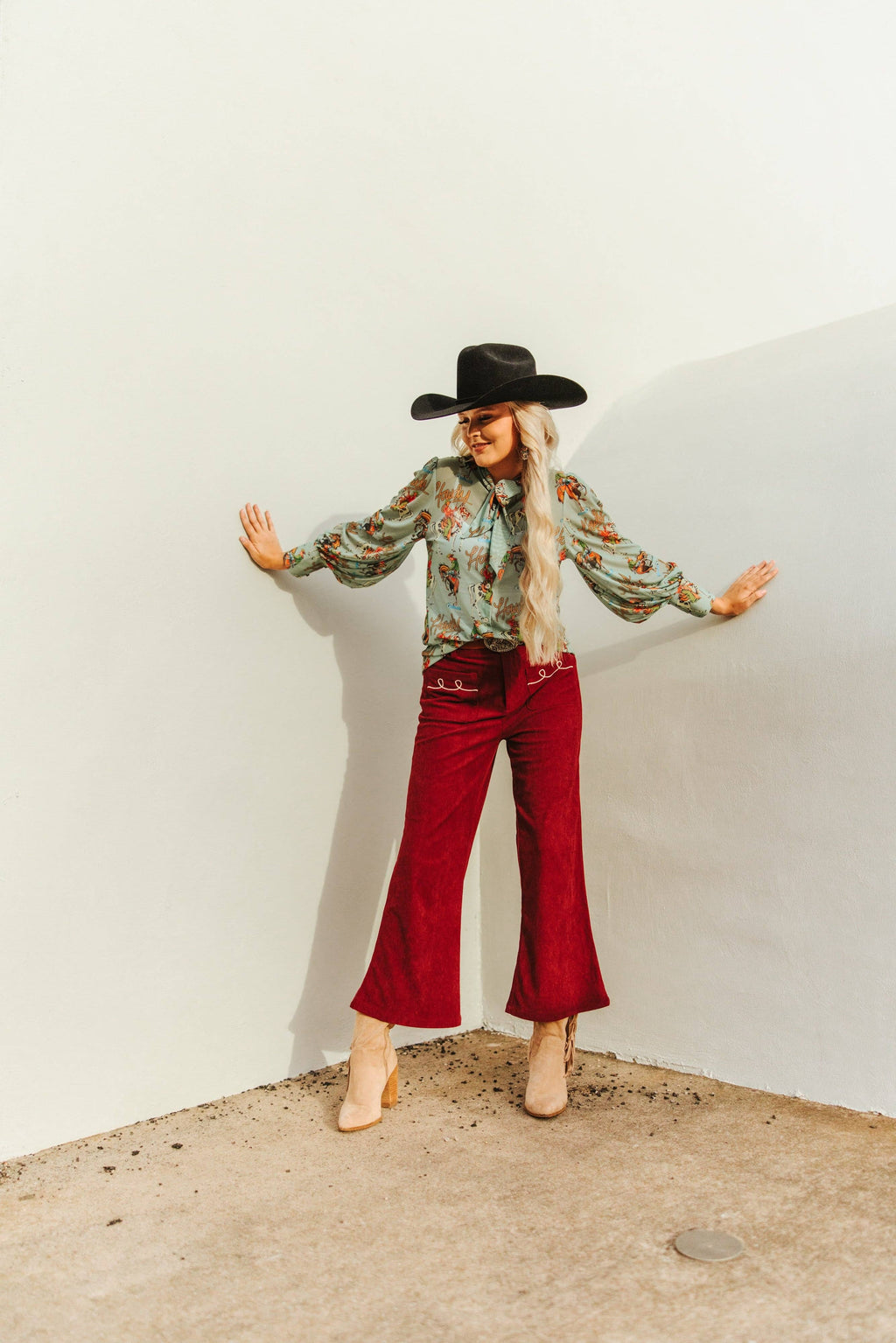 TEAL HOWDY MESH TIE BOW LACE TOP