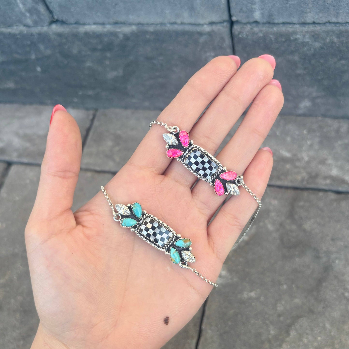 Desert Drift Stone & Checker Necklace