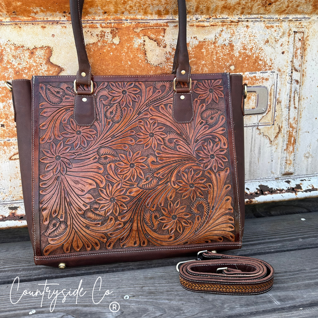 Kathryn Tooled Leather Purse, Tote
