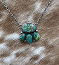 Navajo Handmade Sterling Silver Sonoran Gold Turquoise Cluster Bar Necklace 20”
