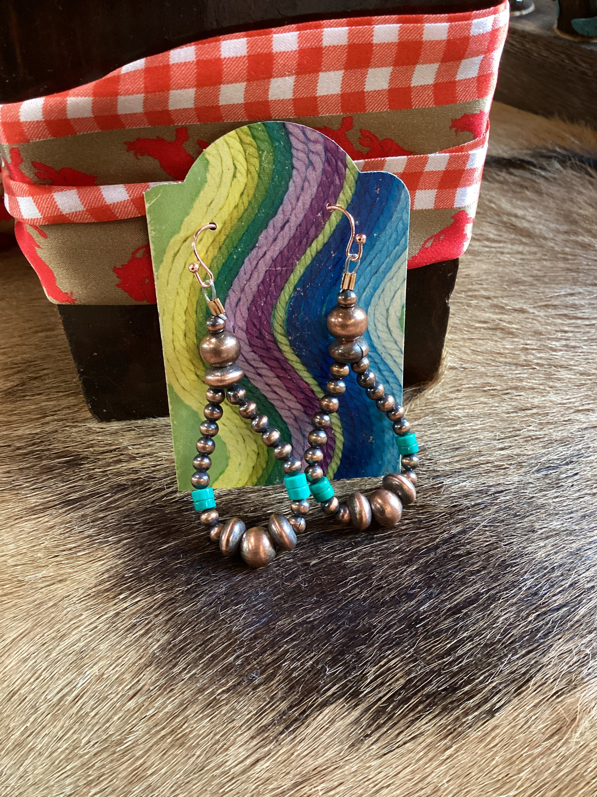 Green Turquoise & Copper Earrings