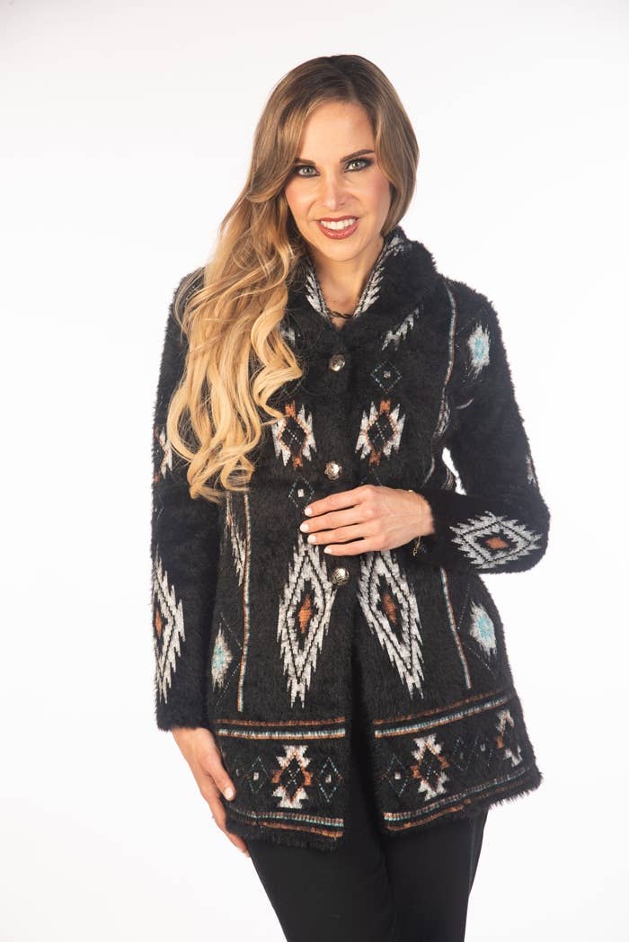 SW-711 Cozy Southwestern Inspired Cardigan