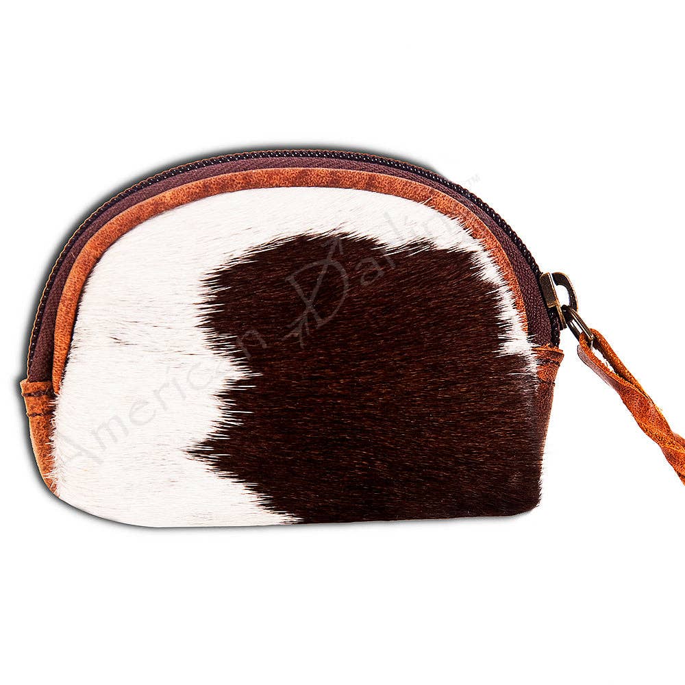 LC-ADBG472 Hair-On Cowhide Leather Coin Purse Western Mini Zip Wallet