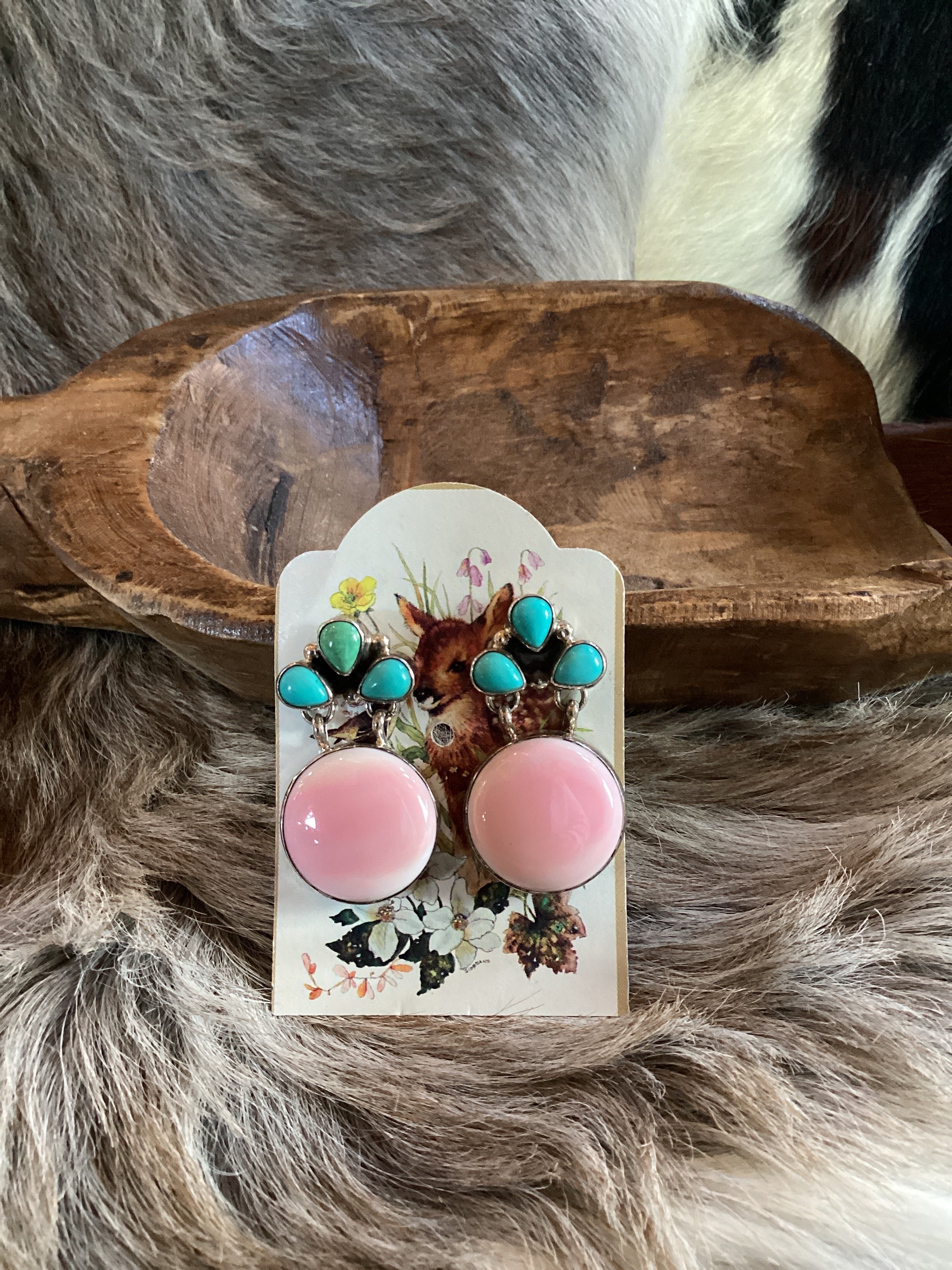 Turq & Conch Shell Stud