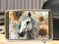Sunflower Horse Boho Western Belt Buckle