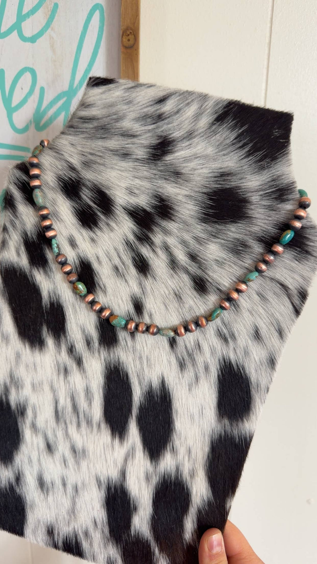 #118 8mm Copper Pearls & Genuine Turquoise 