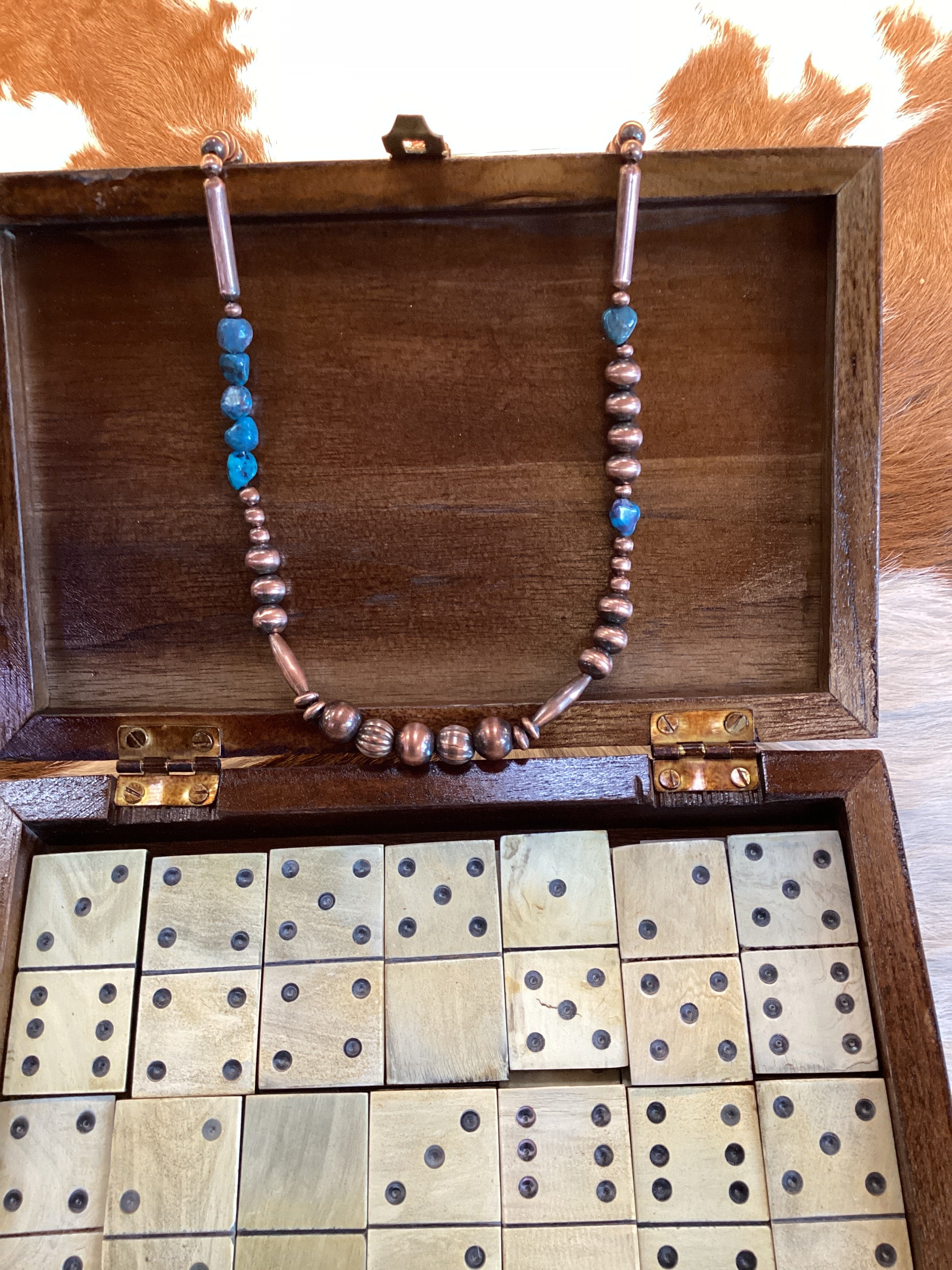 Copper Pearl & Raw Turq Necklace