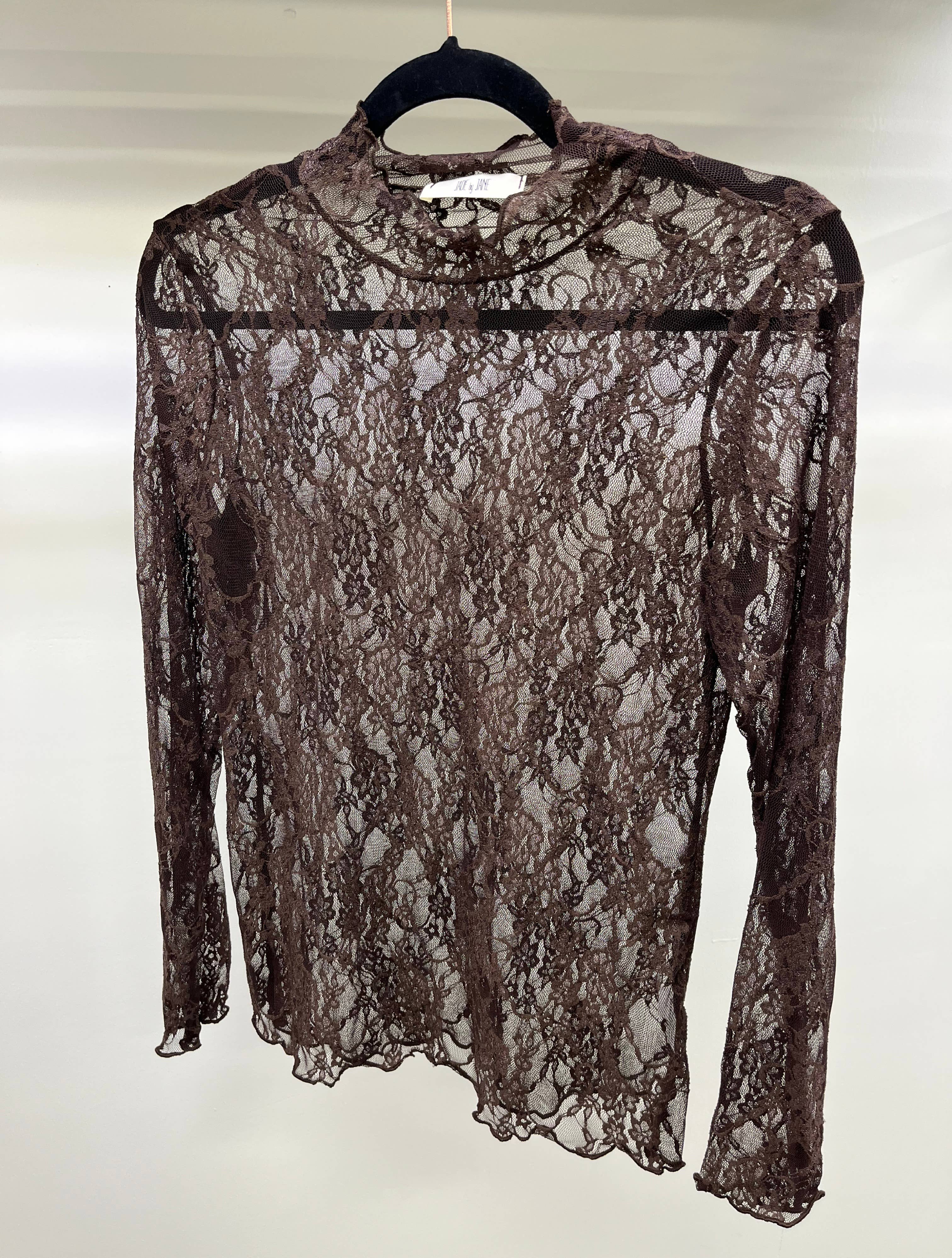 Floral Print Lace Long Sleeve Top KRT1739