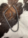 Authentic Navajo Handmade Old Look Navajo Pearl Bead Necklace & Earrings 18” 9mm