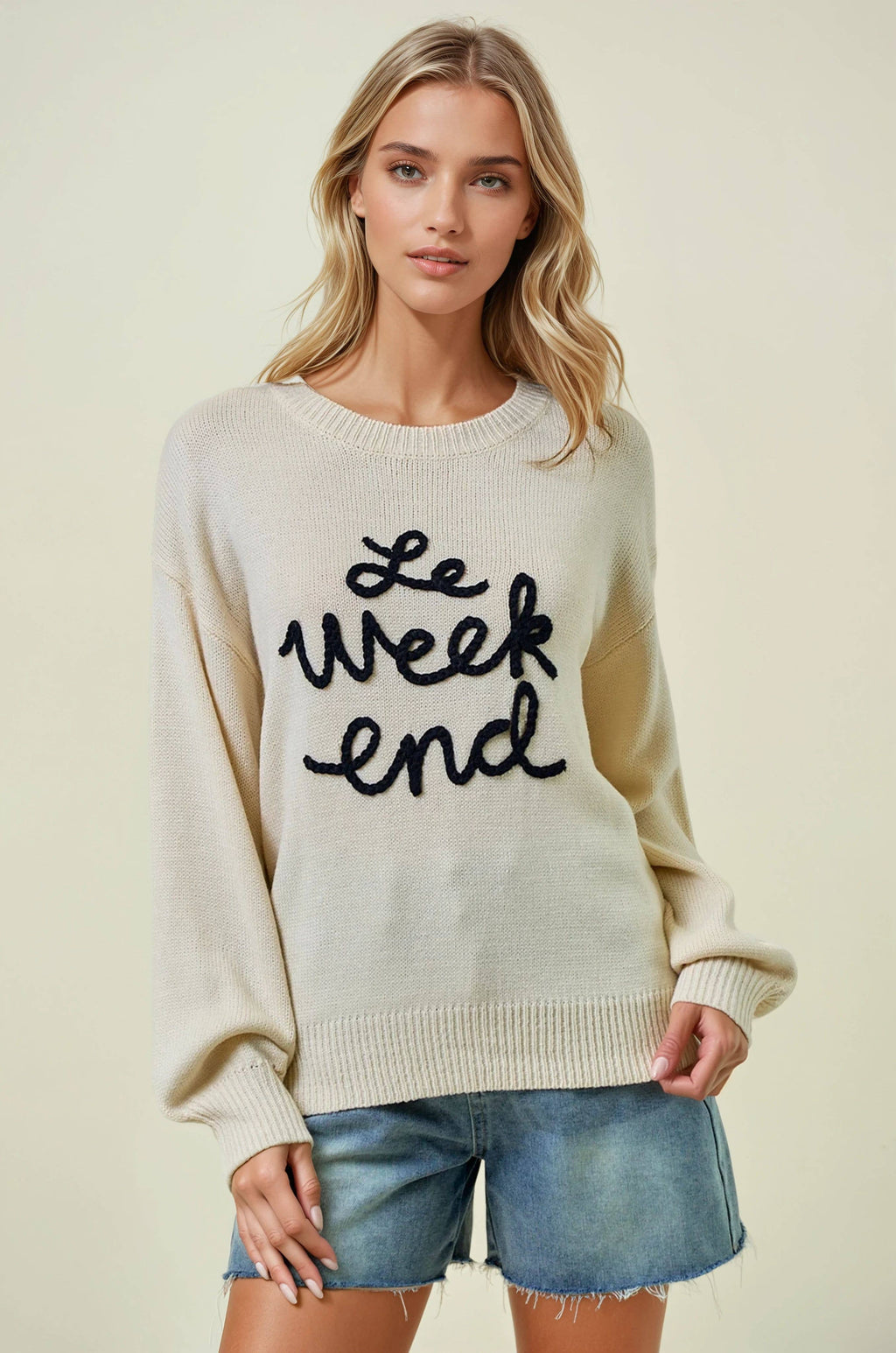 LE WEEKEND EMBROIDERED OVERSIZED SWEATER - 43995T-5