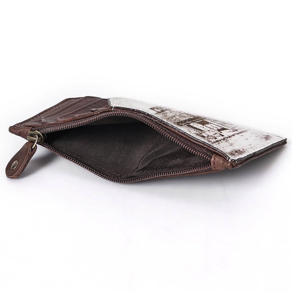 ADCCM101 Cowhide Leather Card Holder - Engraved Western Leather Slim Wallet