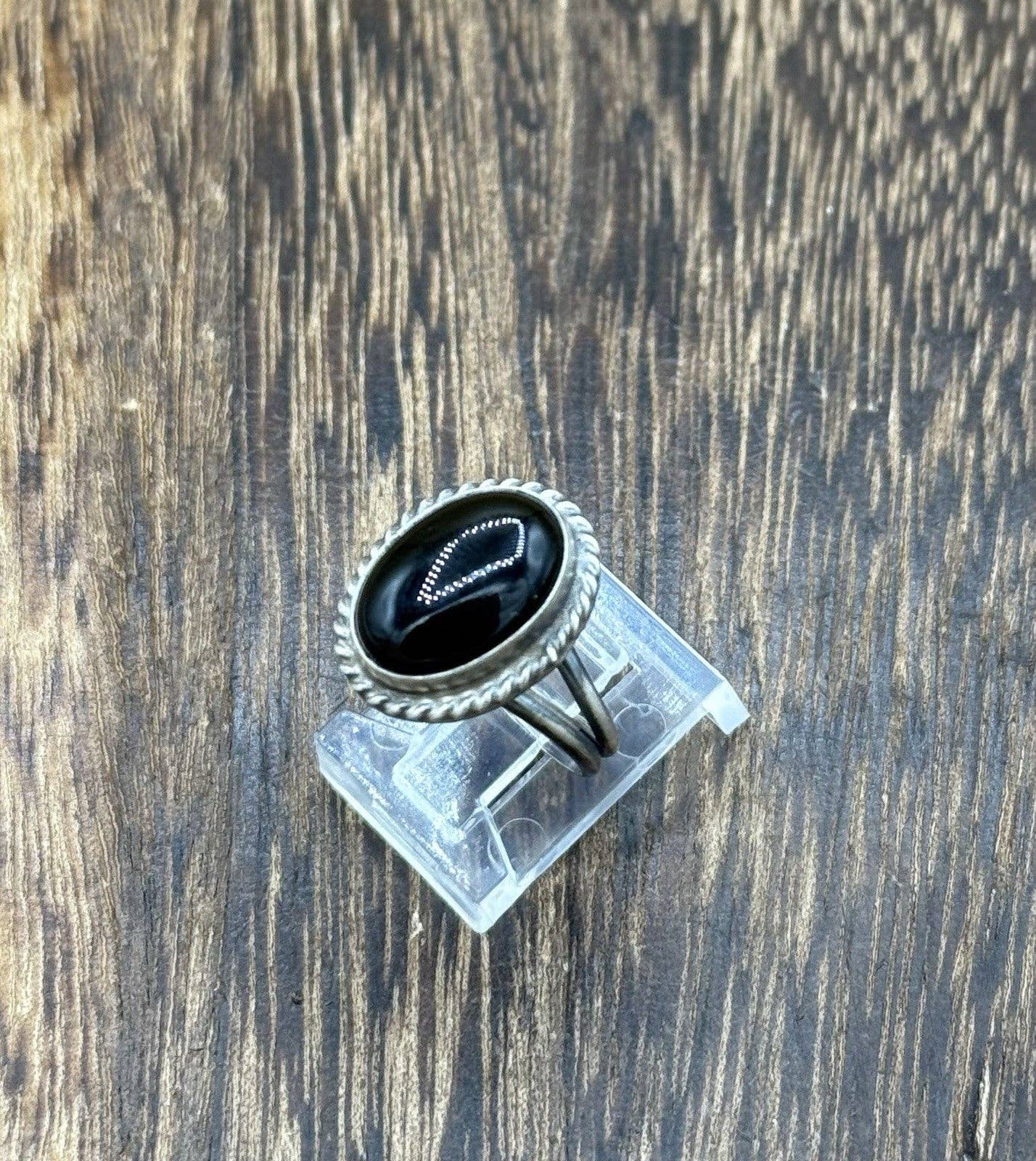 Native Navajo Handmade Sterling Silver Black Onyx Band Rings By Byron Begay