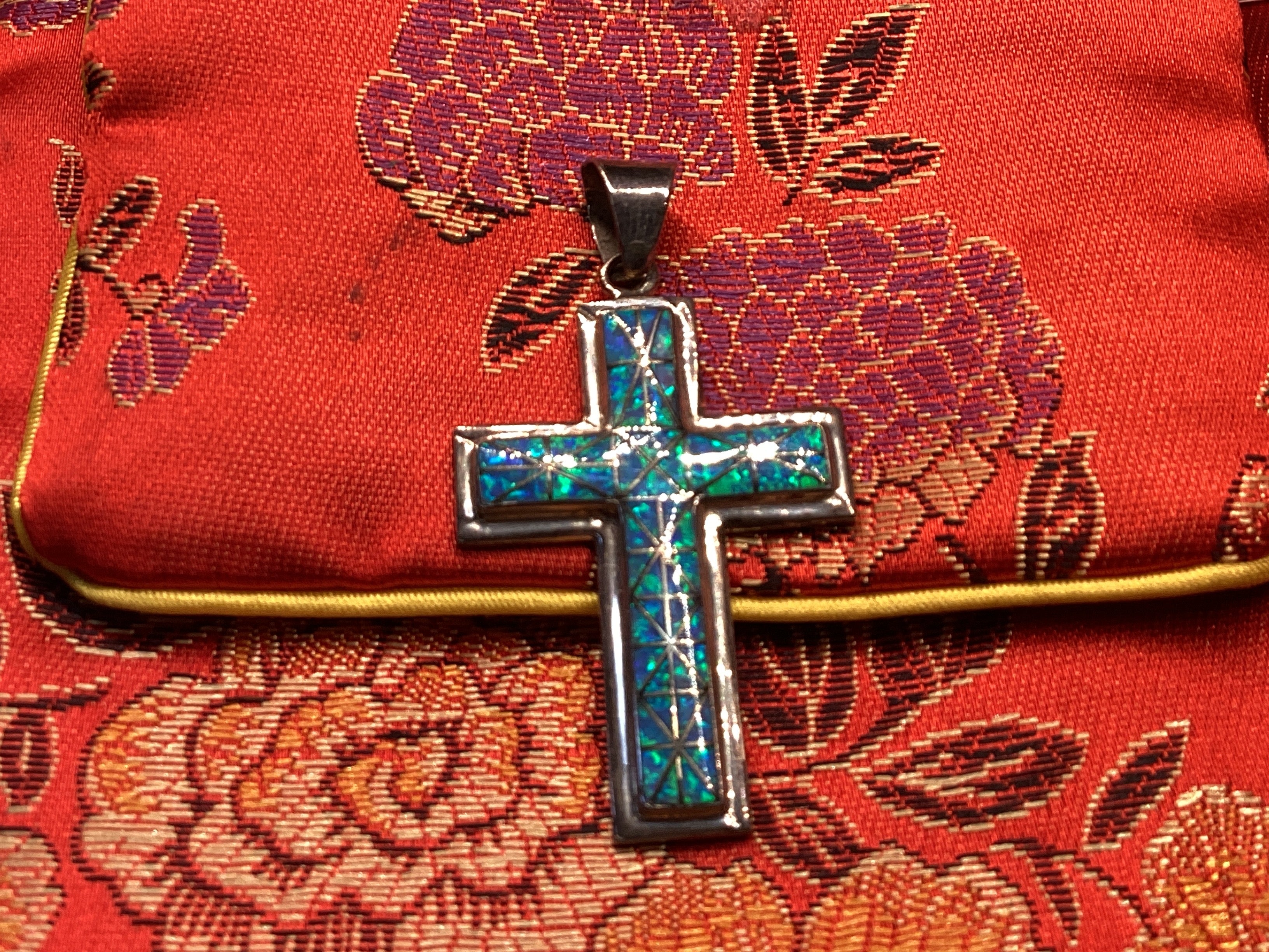 Turquoise and SS Cross Pendant