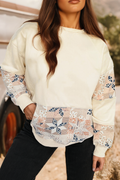 Western Geo Pattern Patchwork Hoodie with Kangaroo Pocket