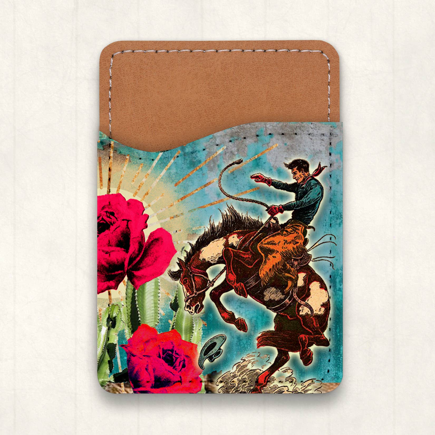 Cactus Rose Cowboy Phone Wallet Card Holder