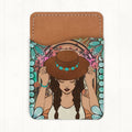 Boho Cowgirl with Hat Western Phone Wallet Card Holder